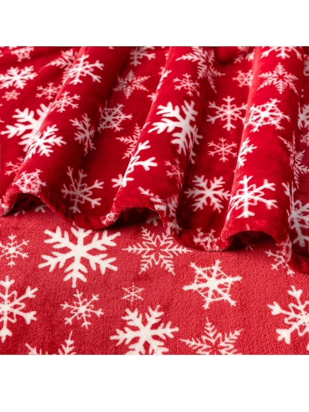 Festive Red Snowflake Holiday Throw Blanket